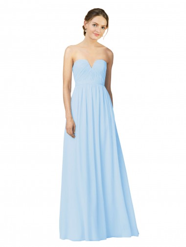 Comprare Azzurro cielo Linea A Innamorato Chiffona Lunga Abiti da damigella donore