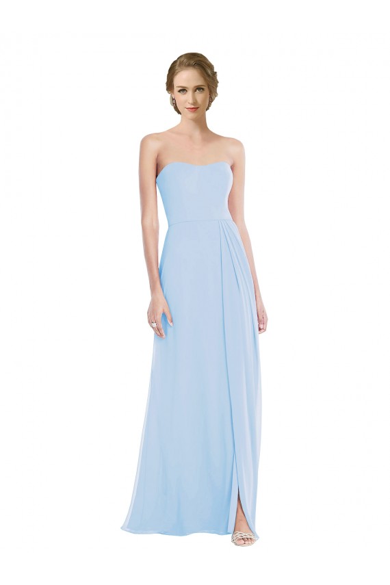 Comprare Azzurro cielo Linea A Innamorato Chiffona Lunga Abiti da damigella donore
