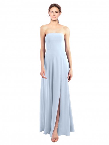 Comprare Azzurro cielo Linea A Senza spalline Chiffona Lunga Abiti da damigella donore