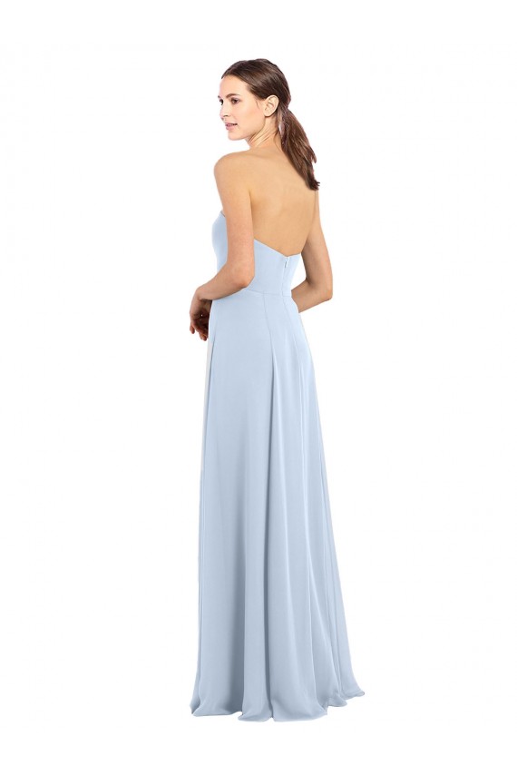 Comprare Azzurro cielo Linea A Senza spalline Chiffona Lunga Abiti da damigella donore
