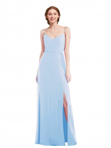 Comprare Azzurro cielo Linea A Sottili Scollatura a V Chiffona Lunga Formali Abiti da damigella donore / Abiti da sera