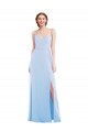 Comprare Azzurro cielo Linea A Sottili Scollatura a V Chiffona Lunga Formali Abiti da damigella donore / Abiti da sera
