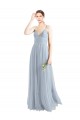 Comprare Azzurro cielo Linea A Sottili Scollatura a V Tulle Lunga Abiti da damigella donore
