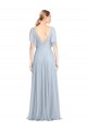 Comprare Azzurro cielo Linea A Sottili Scollatura a V Tulle Lunga Abiti da damigella donore