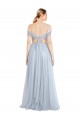 Comprare Azzurro cielo Linea A Tulle Lunga Abiti da damigella donore