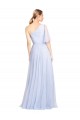 Comprare Azzurro cielo Linea A Una spalla Tulle Lunga Abiti da damigella donore