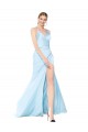 Comprare Azzurro cielo Stile sirena Alto Collo Sottili Raso Elastico Lunga Formali Abiti da damigella donore / Abiti da sera / Abiti da ballo
