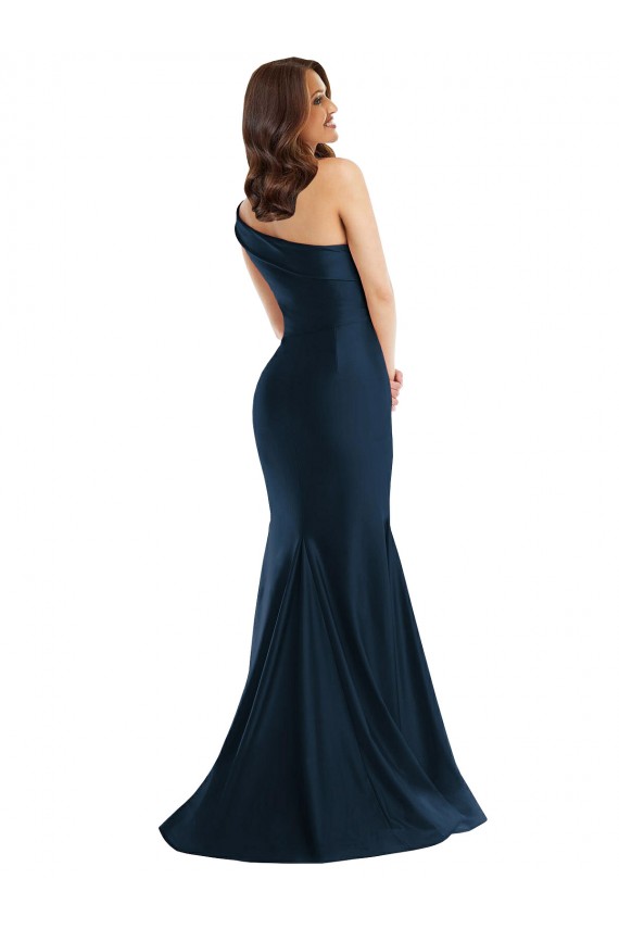 Comprare Azzurro cielo Stile sirena Una spalla Raso Setoso Lunga Formali Abiti da damigella donore / Abiti da sera / Abiti da ballo