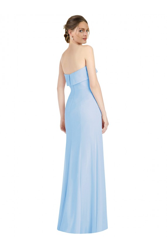 Comprare Azzurro cielo Tromba Senza spalline Chiffona Lunga Formali Abiti da damigella donore / Abiti da sera