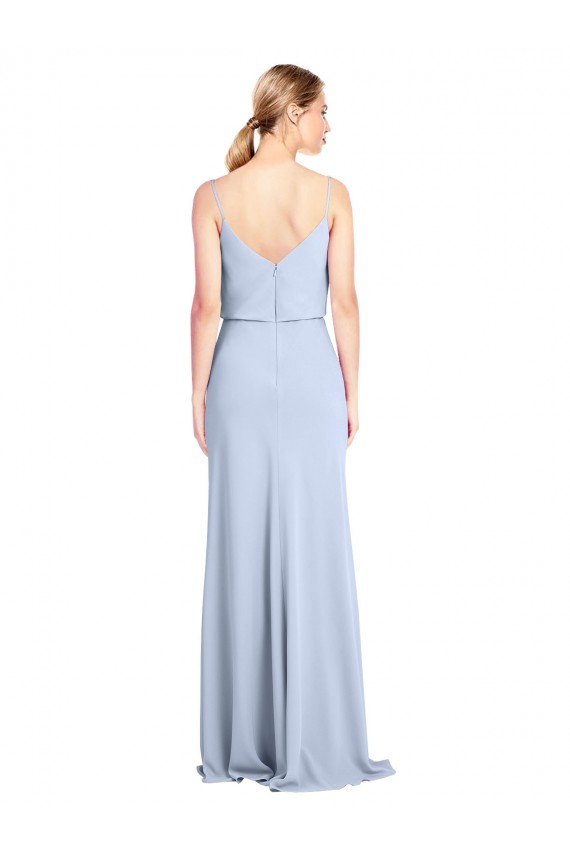 Comprare Azzurro cielo Tubino Cappuccio Alto Collo Crespo Elastico Lunga Formali Abiti da damigella donore / Abiti da sera / Abiti da ballo