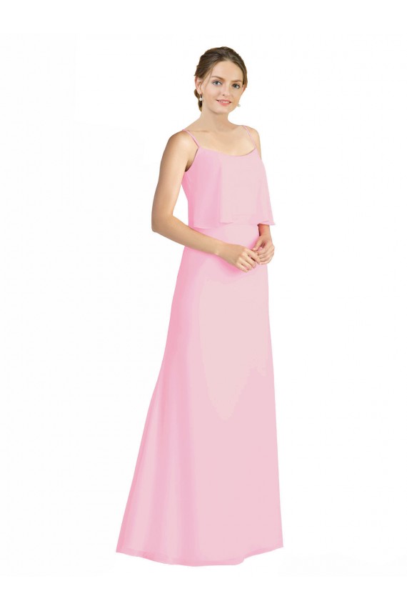 Comprare Barely rosa Linea A Sottili Chiffona Lunga Abiti da damigella donore