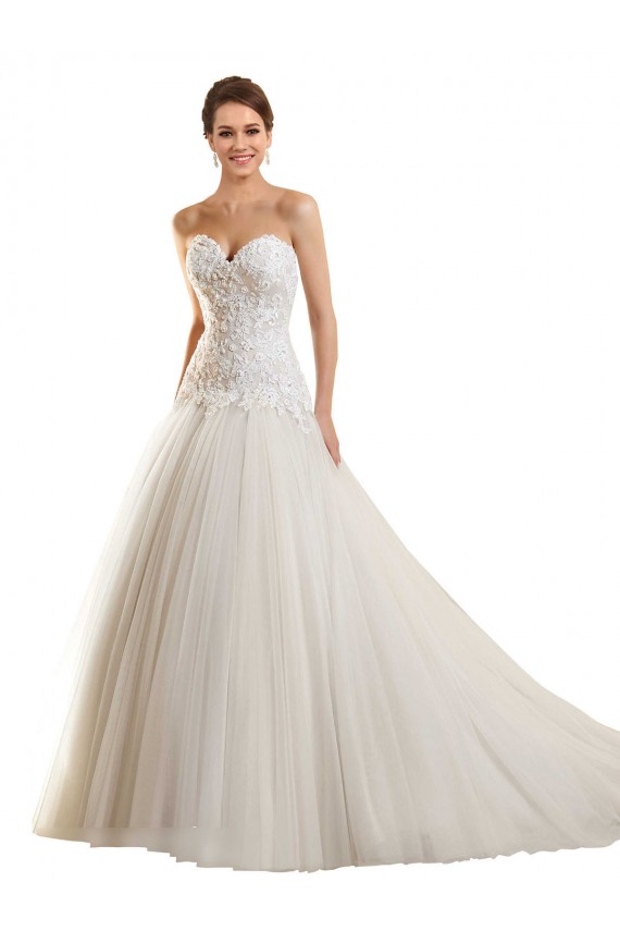 Comprare Bianco Abito da ballo Innamorato Tulle Pizzo Abiti da sposa