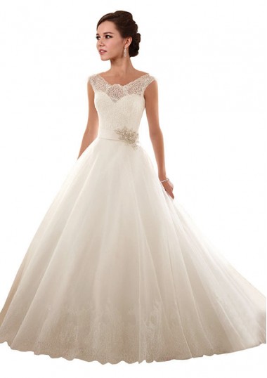 Comprare Bianco Abito da ballo Tulle Pizzo Abiti da sposa