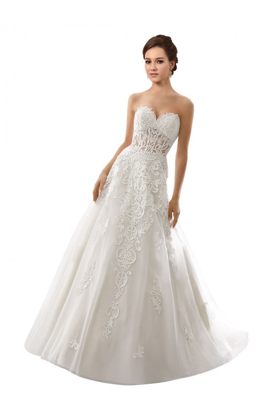 Comprare Bianco Linea A Innamorato Tulle Pizzo Abiti da sposa