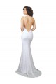 Comprare Bianco Stile sirena Alto Collo Sweep treno Pizzo Abiti da sposa