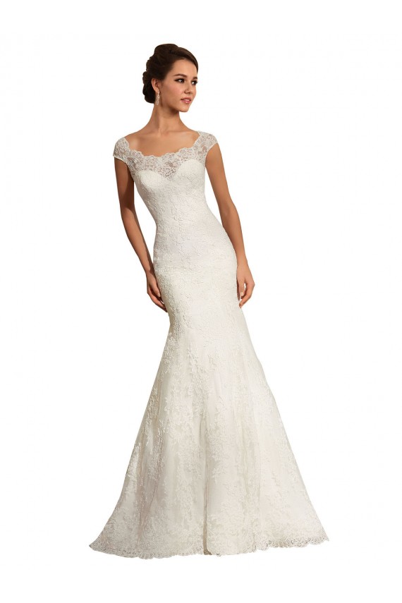 Comprare Bianco Stile sirena Barca Pizzo Abiti da sposa