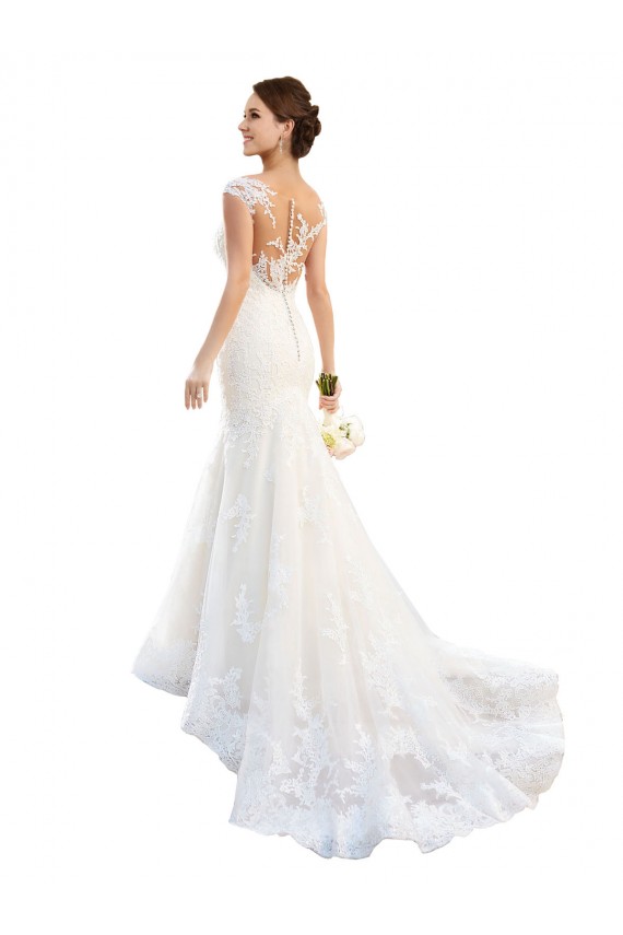 Comprare Bianco Stile sirena Illusione Pizzo Abiti da sposa