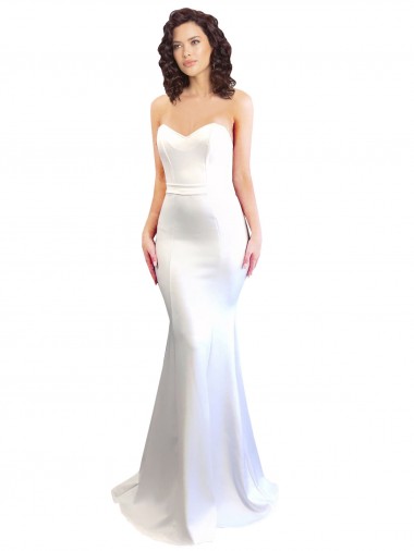 Comprare Bianco Stile sirena Innamorato Alto Collo Crespo Elastico Lunga Formali Abiti da damigella donore / Abiti da sera / Abiti da ballo