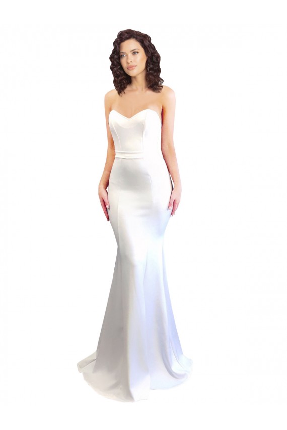 Comprare Bianco Stile sirena Innamorato Alto Collo Crespo Elastico Lunga Formali Abiti da damigella donore / Abiti da sera / Abiti da ballo