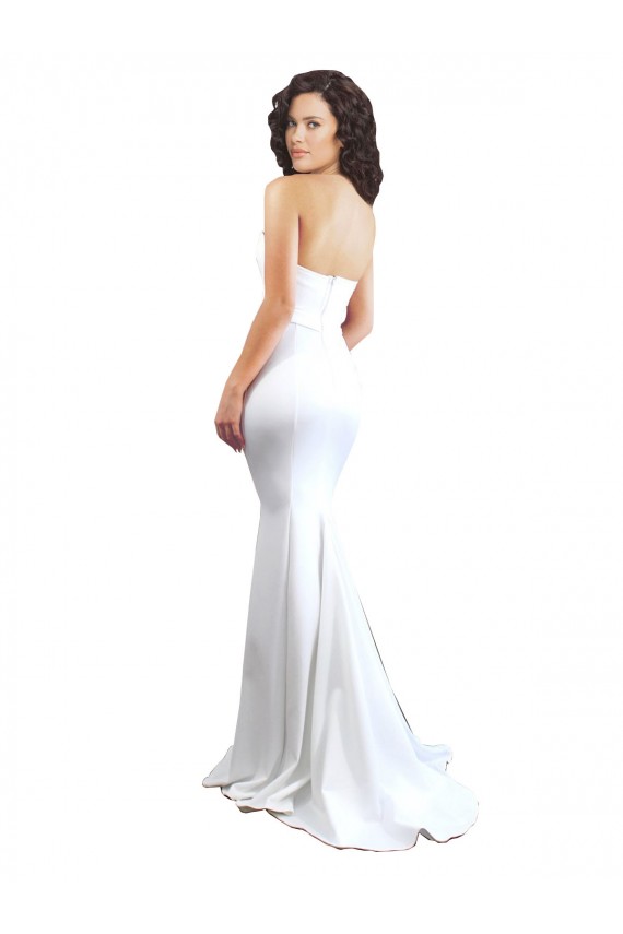 Comprare Bianco Stile sirena Innamorato Alto Collo Crespo Elastico Lunga Formali Abiti da damigella donore / Abiti da sera / Abiti da ballo