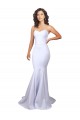Comprare Bianco Stile sirena Innamorato Alto Collo Crespo Elastico Semplice Spiaggia Abiti da sposa