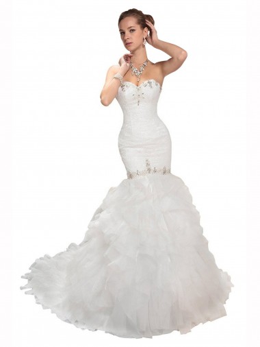 Comprare Bianco Stile sirena Innamorato Tulle Abiti da sposa