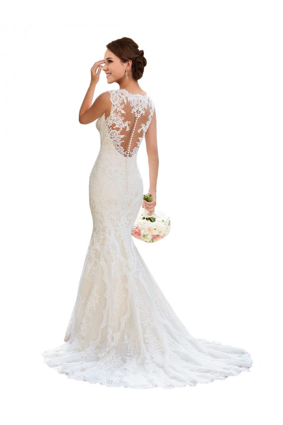 Comprare Bianco Stile sirena Scollatura a V Pizzo Abiti da sposa