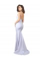 Comprare Bianco Stile sirena Sottili Alto Collo Crespo Elastico Semplice Spiaggia Abiti da sposa