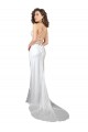 Comprare Bianco Tubino Cappuccio Sweep treno Raso Setoso Semplice Spiaggia Abiti da sposa