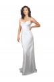 Comprare Bianco Tubino Cappuccio Sweep treno Raso Setoso Semplice Spiaggia Abiti da sposa