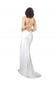 Comprare Bianco Tubino Cappuccio Sweep treno Raso Setoso Semplice Spiaggia Abiti da sposa