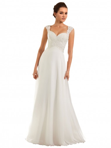Comprare Bianco Tubino Innamorato Chiffona Pizzo Abiti da sposa
