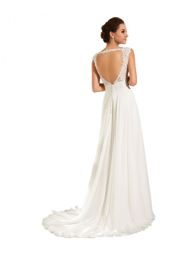 Comprare Bianco Tubino Innamorato Chiffona Pizzo Abiti da sposa
