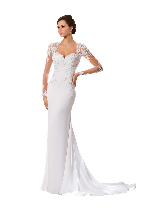 Comprare Bianco Tubino Innamorato Chiffona Pizzo Abiti da sposa