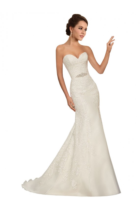 Comprare Bianco Tubino Innamorato Tulle Pizzo Abiti da sposa