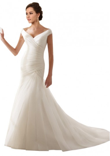 Comprare Bianco Tubino Tulle Abiti da sposa