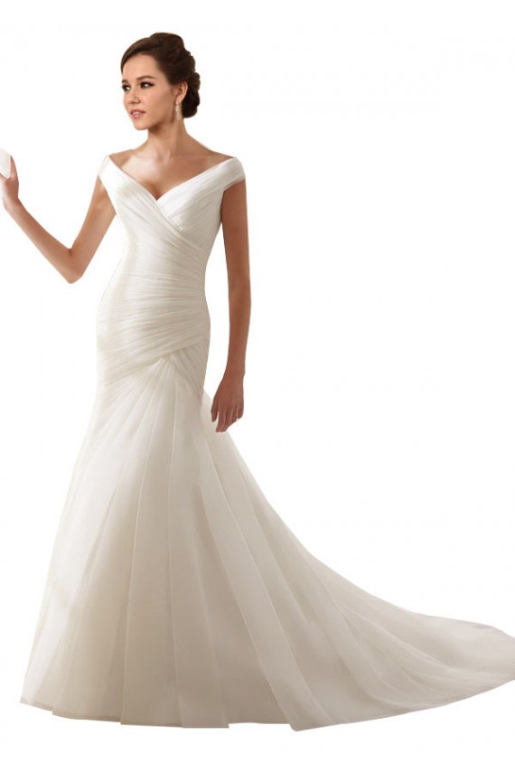 Comprare Bianco Tubino Tulle Abiti da sposa