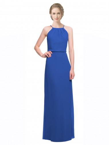 Comprare Blu 135 Linea A Sottili Chiffona Lunga Abiti da damigella donore