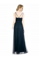 Comprare Blu 7 Linea A Scollatura a V Tulle Lunga Abiti da damigella donore