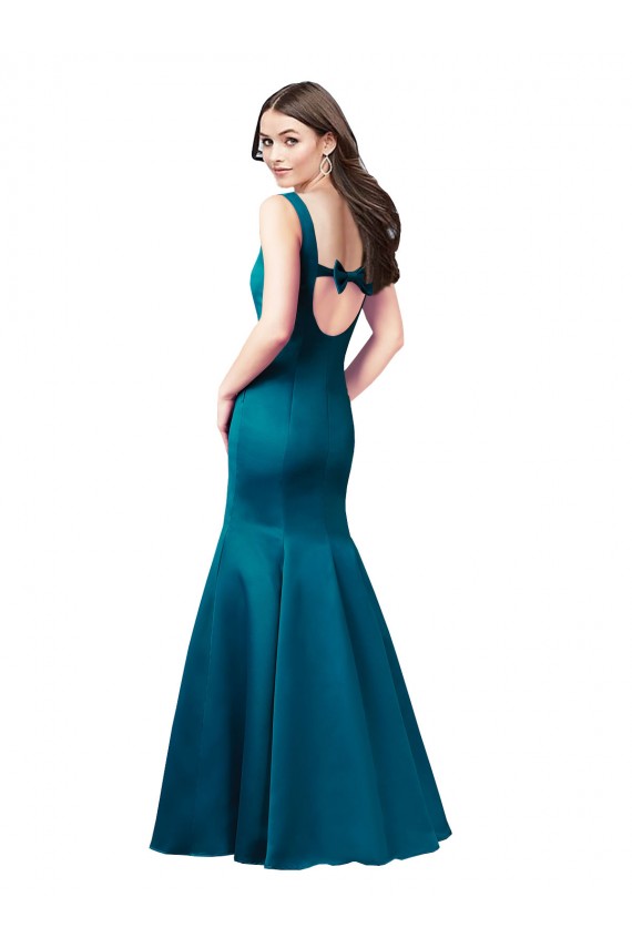 Comprare Blu Pavone Stile sirena Barca Raso Lunga Abiti da damigella donore / Abiti da ballo