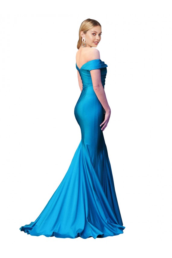 Comprare Blu Pavone Stile sirena Raso Lunga Formali Abiti da damigella donore / Abiti da sera / Abiti da ballo