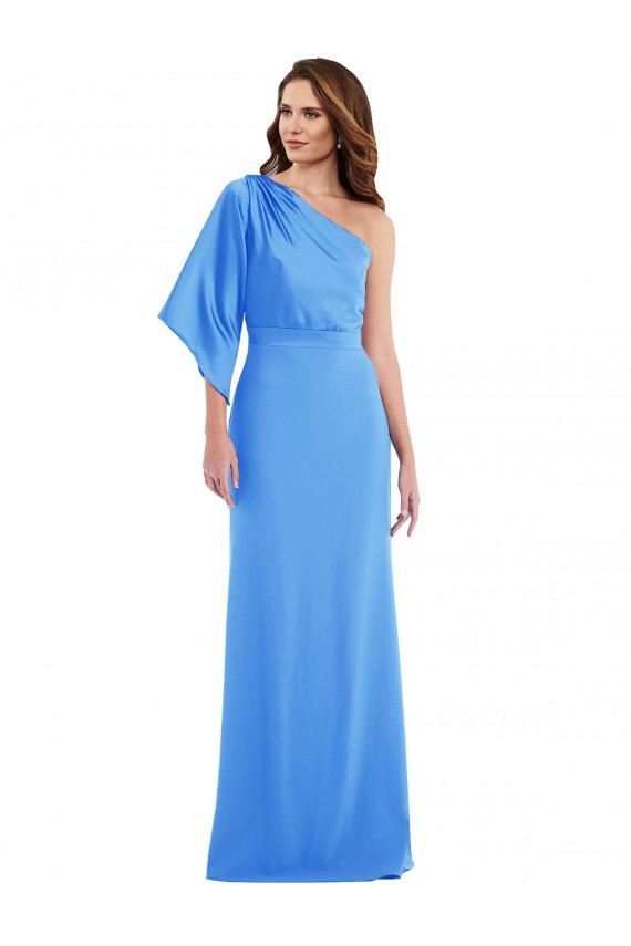 Comprare Blu Pavone Tromba Una spalla Crespo Elastico Lunga Abiti da damigella donore / Abiti da ballo
