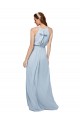 Comprare Blu Reale Linea A Alto Collo Chiffona Lunga Abiti da damigella donore