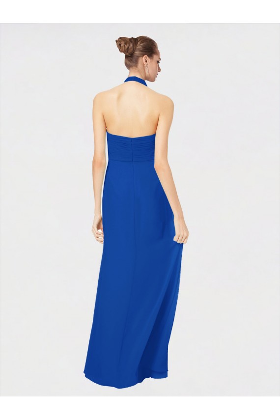 Comprare Blu Reale Linea A Capestro Chiffona Lunga Abiti da damigella donore