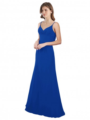 Comprare Blu Reale Linea A Innamorato Chiffona Lunga Abiti da damigella donore