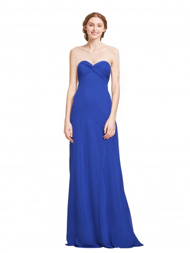 Comprare Blu Reale Linea A Innamorato Chiffona Lunga Abiti da damigella donore