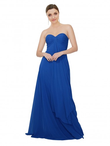 Comprare Blu Reale Linea A Innamorato Chiffona Lunga Abiti da damigella donore