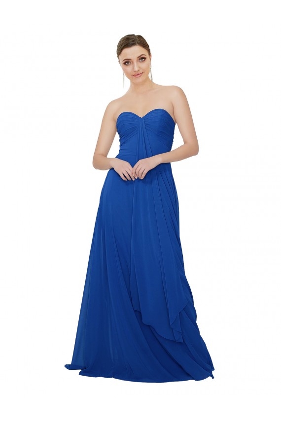 Comprare Blu Reale Linea A Innamorato Chiffona Lunga Abiti da damigella donore