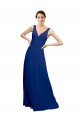 Comprare Blu Reale Linea A Scollatura a V Chiffona Lunga Abiti da damigella donore