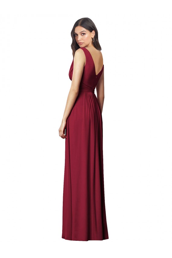 Comprare Blu Reale Linea A Scollatura a V Chiffona Lunga Abiti da damigella donore